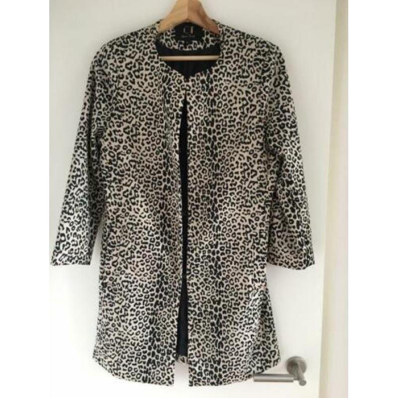 Panterprint halflange blazer Classic Tricot, maat L