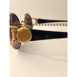 Nina Ricci 3438 Zonnebril, Vintage Zwart-Goud, '90, ZGAN!!