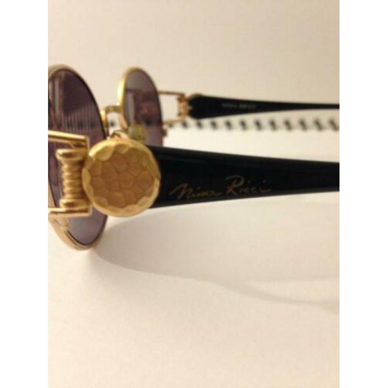 Nina Ricci 3438 Zonnebril, Vintage Zwart-Goud, '90, ZGAN!!