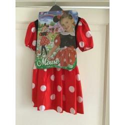 Minnie mouse jurk met haarband/oortjes,maat:110.