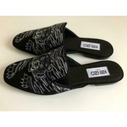 NIEUW Kenzo Tiger Suede Custer Loafers/Slipper Zwart Maat 38