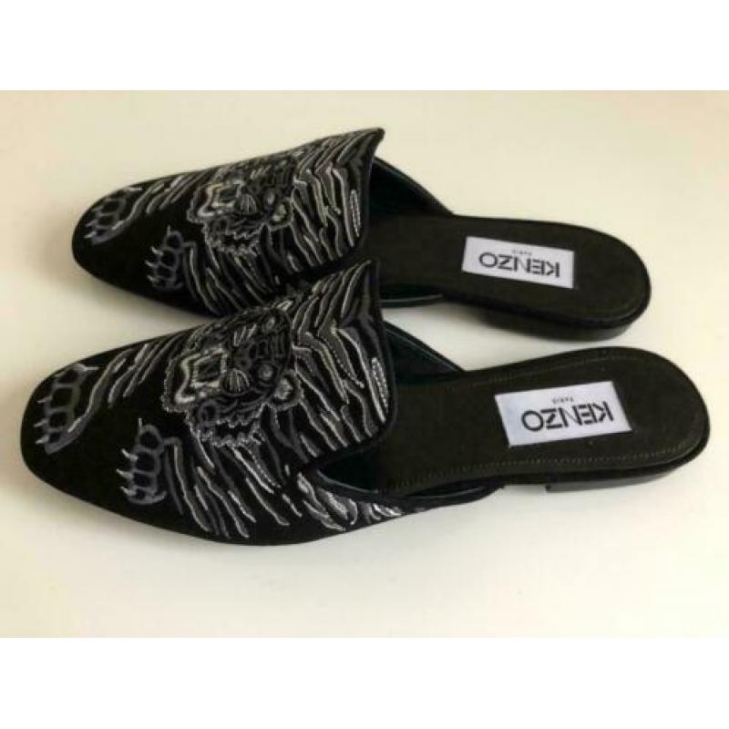 NIEUW Kenzo Tiger Suede Custer Loafers/Slipper Zwart Maat 38