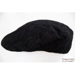 Vintage flatcap Platte pet zwart kant 57 dames