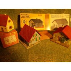 3 oude jaren 50 Faller huisjes B-200 nr-137 houten onderkant