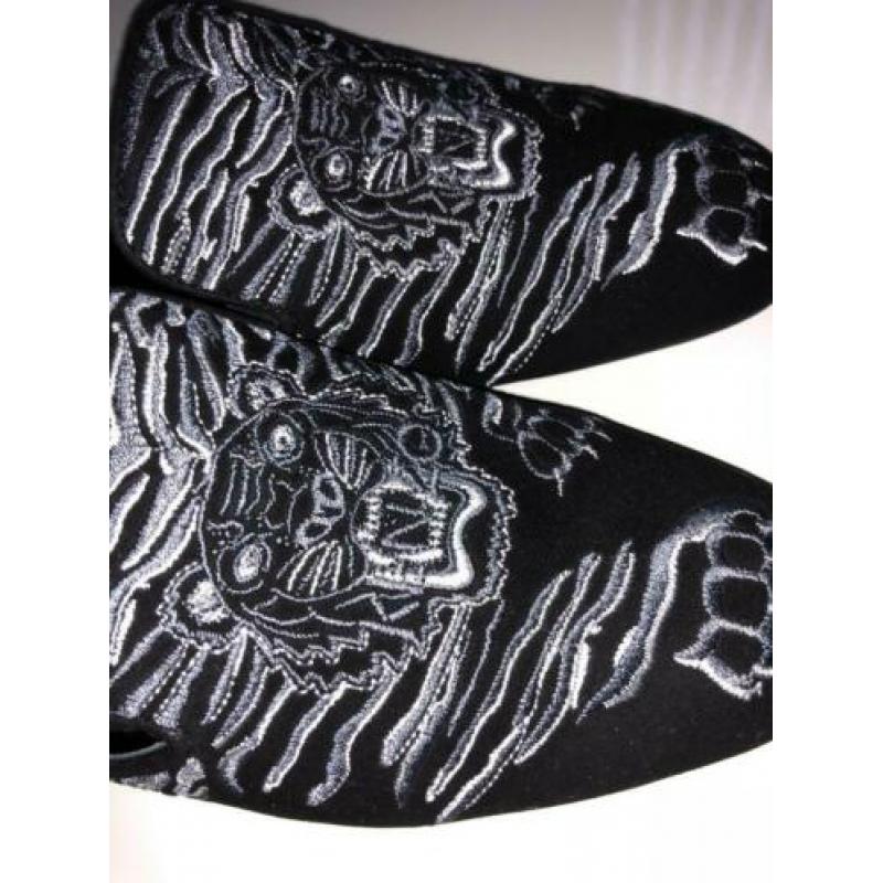 NIEUW Kenzo Tiger Suede Custer Loafers/Slipper Zwart Maat 38