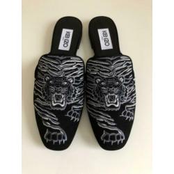 NIEUW Kenzo Tiger Suede Custer Loafers/Slipper Zwart Maat 38