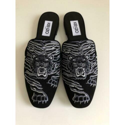 NIEUW Kenzo Tiger Suede Custer Loafers/Slipper Zwart Maat 38