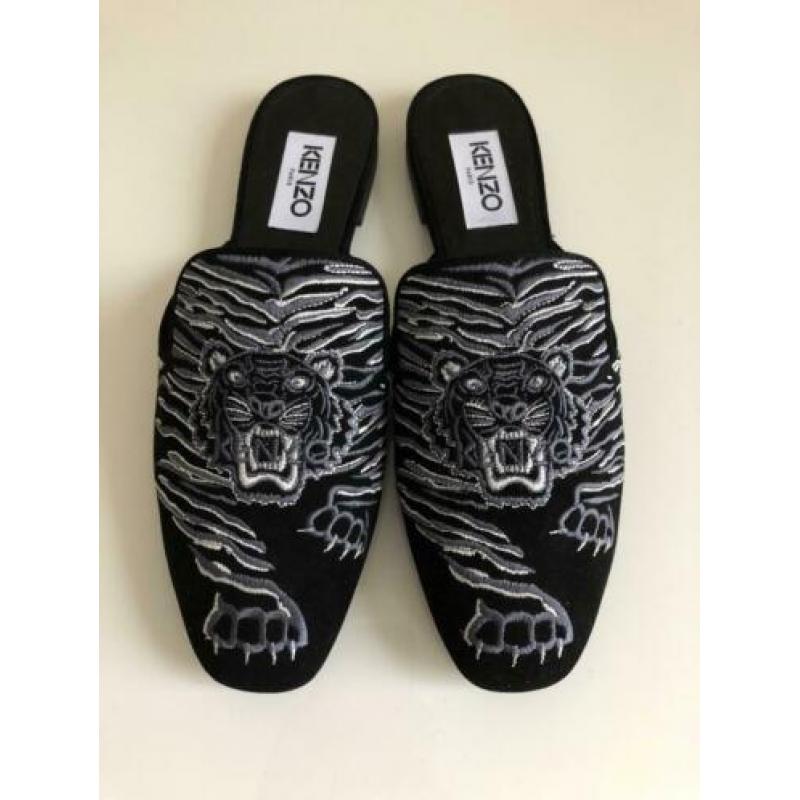 NIEUW Kenzo Tiger Suede Custer Loafers/Slipper Zwart Maat 38