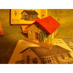 3 oude jaren 50 Faller huisjes B-200 nr-137 houten onderkant