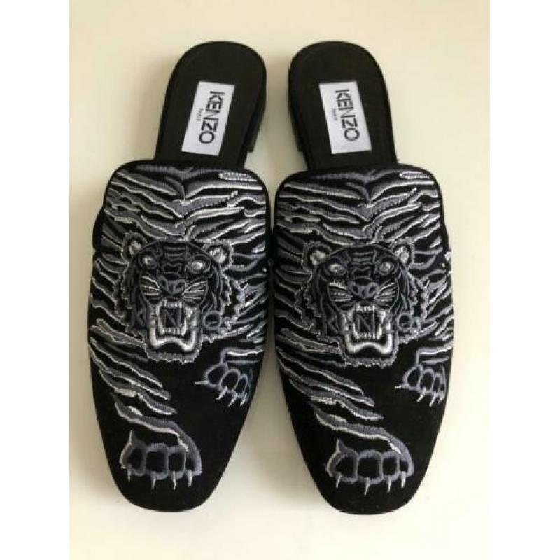 NIEUW Kenzo Tiger Suede Custer Loafers/Slipper Zwart Maat 38