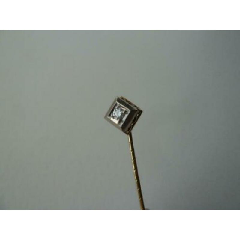 Antieke art deco gouden dasspeld + solitair diamant/Luxeriös
