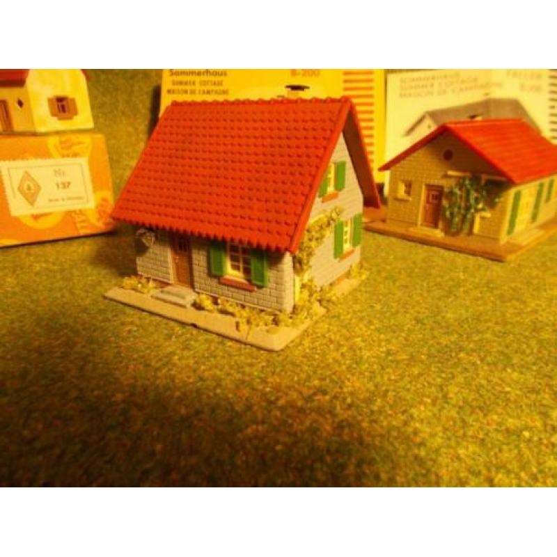 3 oude jaren 50 Faller huisjes B-200 nr-137 houten onderkant