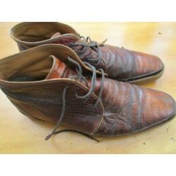 Bruine leren van Bommel schoenen maat 10=44, kroko optiek