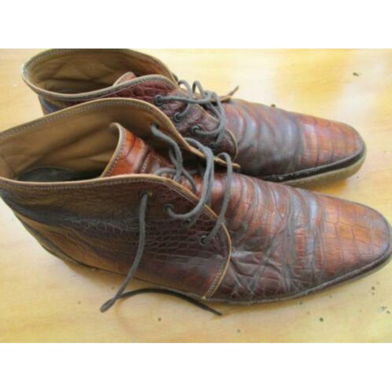 Bruine leren van Bommel schoenen maat 10=44, kroko optiek