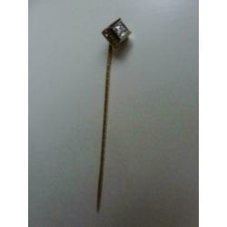Antieke art deco gouden dasspeld + solitair diamant/Luxeriös