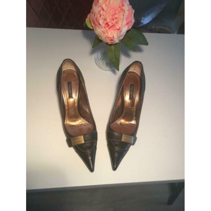 Dames pump Dolce & Gabbana, mt 38 donkerbruin leer