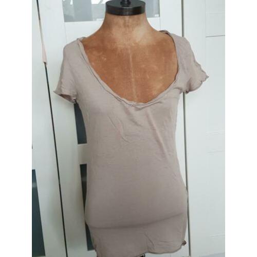 Moscow lang t-shirt, beige mt S van katoen/modal