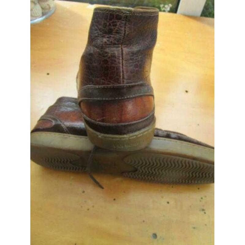 Bruine leren van Bommel schoenen maat 10=44, kroko optiek