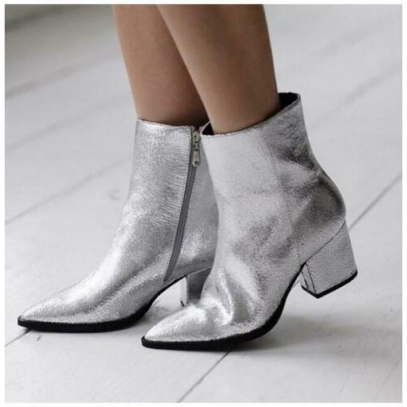 Fabienne chapot metallic zilveren laarsjes 38 zilver