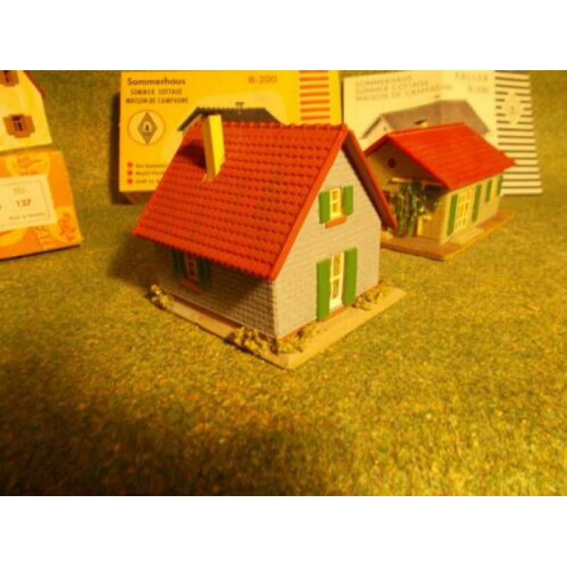 3 oude jaren 50 Faller huisjes B-200 nr-137 houten onderkant