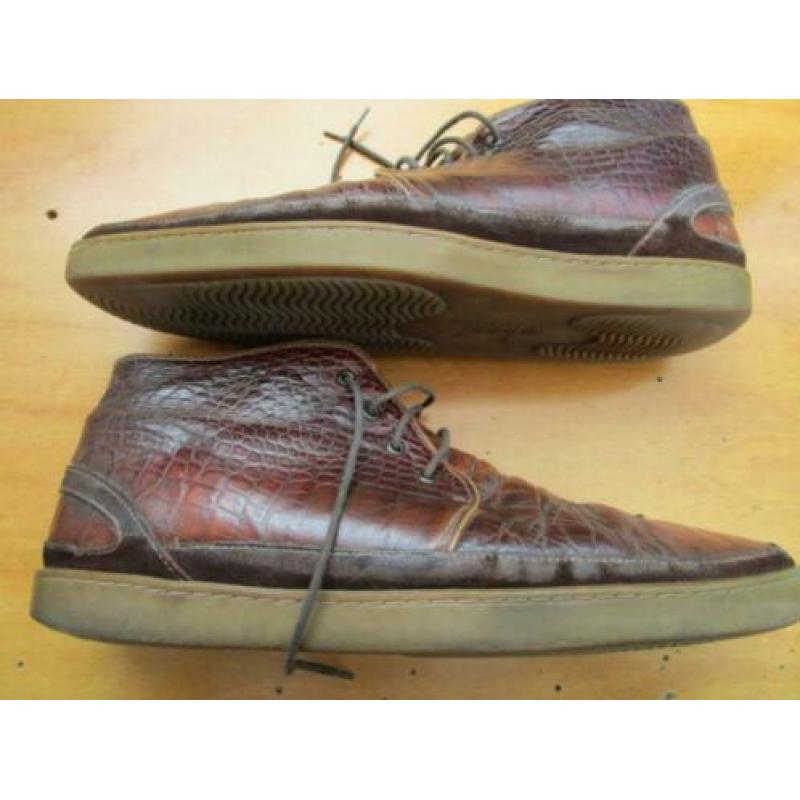 Bruine leren van Bommel schoenen maat 10=44, kroko optiek