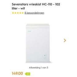 Sevenstars vrieskist 102 liter - wit zo goed als nieuw