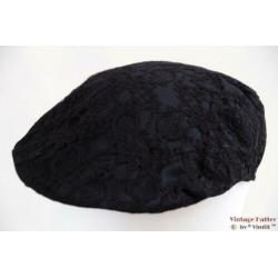 Vintage flatcap Platte pet zwart kant 57 dames