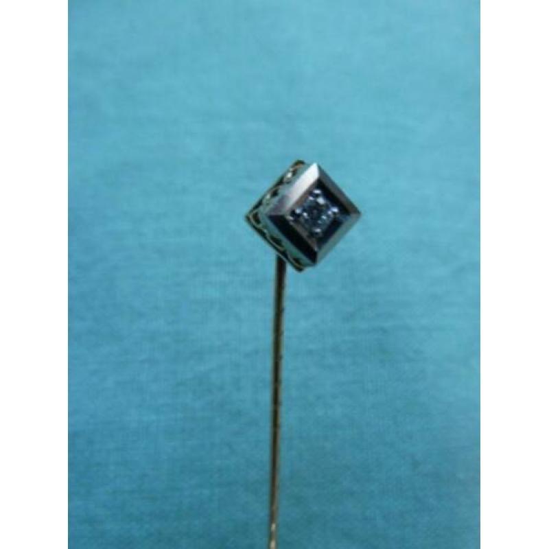 Antieke art deco gouden dasspeld + solitair diamant/Luxeriös