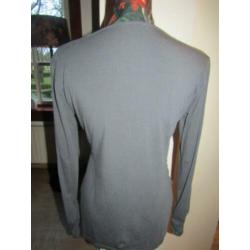 F148 QUESTION? mt XL shirt top rookblauw grijsblauw tricot