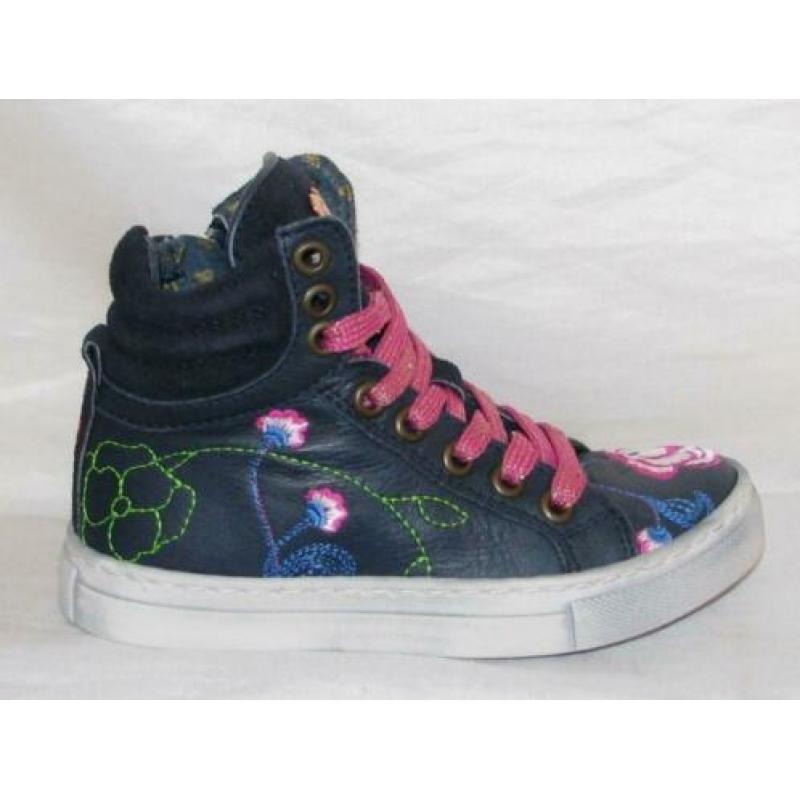 MIM-PI maat 28 lerensneaker blauw bloemen - gratis verzenden