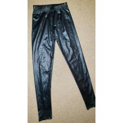 Nieuw leren leerlook glans zwart legging XS zara h&m mango