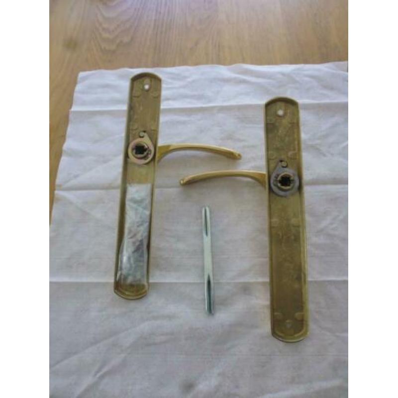 Messing klinkstel, klink, deurbeslag