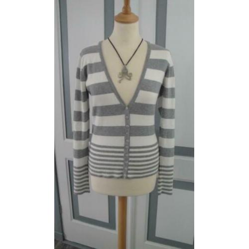 Grijs/off-white vestje maat L