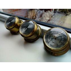 Messing scheeps barometer, hygrometer en thermometer