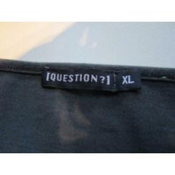 F148 QUESTION? mt XL shirt top rookblauw grijsblauw tricot