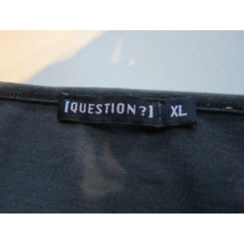 F148 QUESTION? mt XL shirt top rookblauw grijsblauw tricot
