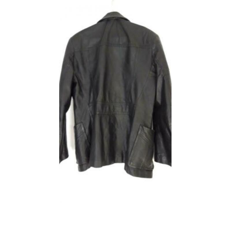 Leren colbert jack jas jacket, zwart mt 52 vintage slim fit
