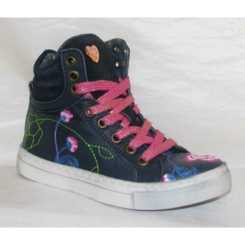 MIM-PI maat 28 lerensneaker blauw bloemen - gratis verzenden