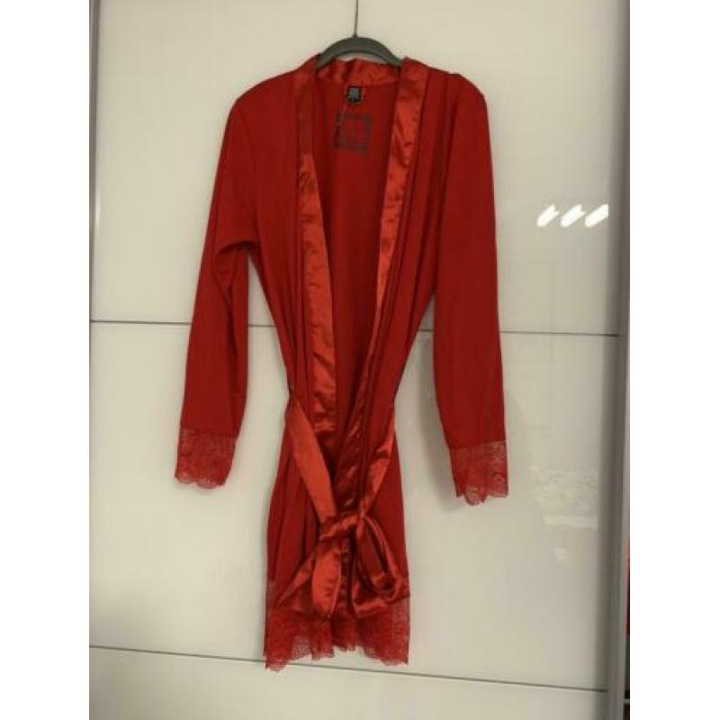 Ochtendjas en nachthemd set rood maat L/XL