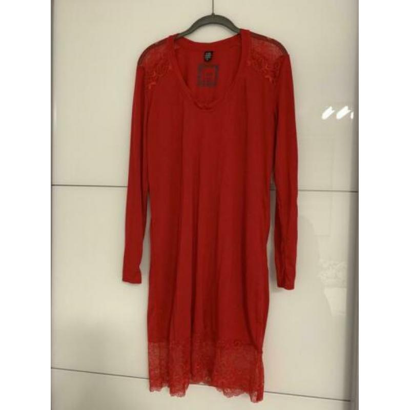Ochtendjas en nachthemd set rood maat L/XL