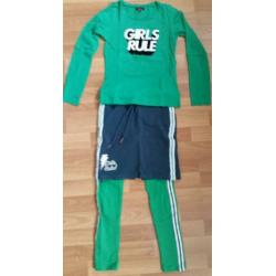Tuinbroek, spijkerbroek, T-shirt, rok, setje, jurk maat 140