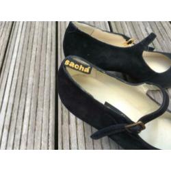 NURIA P for SACHA zwart suede pumps maat 40 nieuwstaat