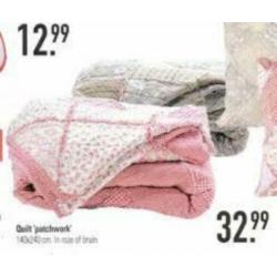 Roze patchwork quilt / sprei 140x240 cm