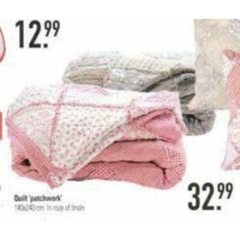 Roze patchwork quilt / sprei 140x240 cm