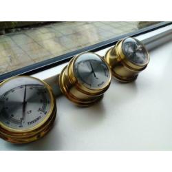 Messing scheeps barometer, hygrometer en thermometer
