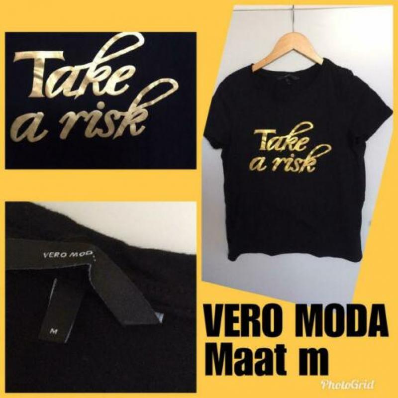 Vero moda??zwart t shirt met tekst??M/nieuw