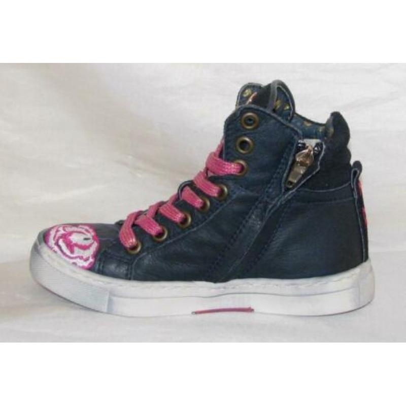 MIM-PI maat 28 lerensneaker blauw bloemen - gratis verzenden