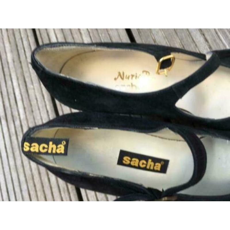 NURIA P for SACHA zwart suede pumps maat 40 nieuwstaat