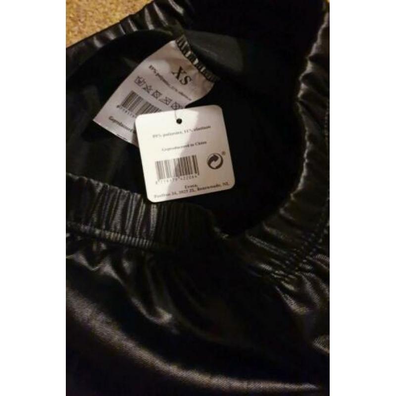 Nieuw leren leerlook glans zwart legging XS zara h&m mango