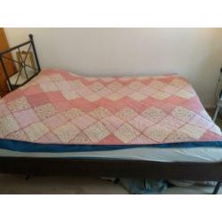 Roze patchwork quilt / sprei 140x240 cm